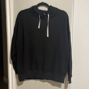 Black hoodie with drawstrings